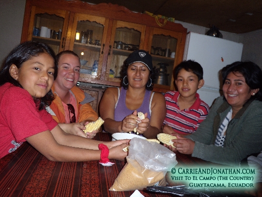 Carrie and Jonathan in Guaytacama, Ecuador Carrie and Jonathan with Maribel's family in Guaytacama