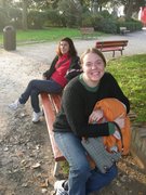 Carrie and Mara at a Venice city park Carrie and Mara Venetian city park