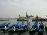 Gondolas with Saint George's in background Venice Gondolas.jpg