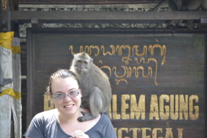 Carrie in Bali With Monkeys